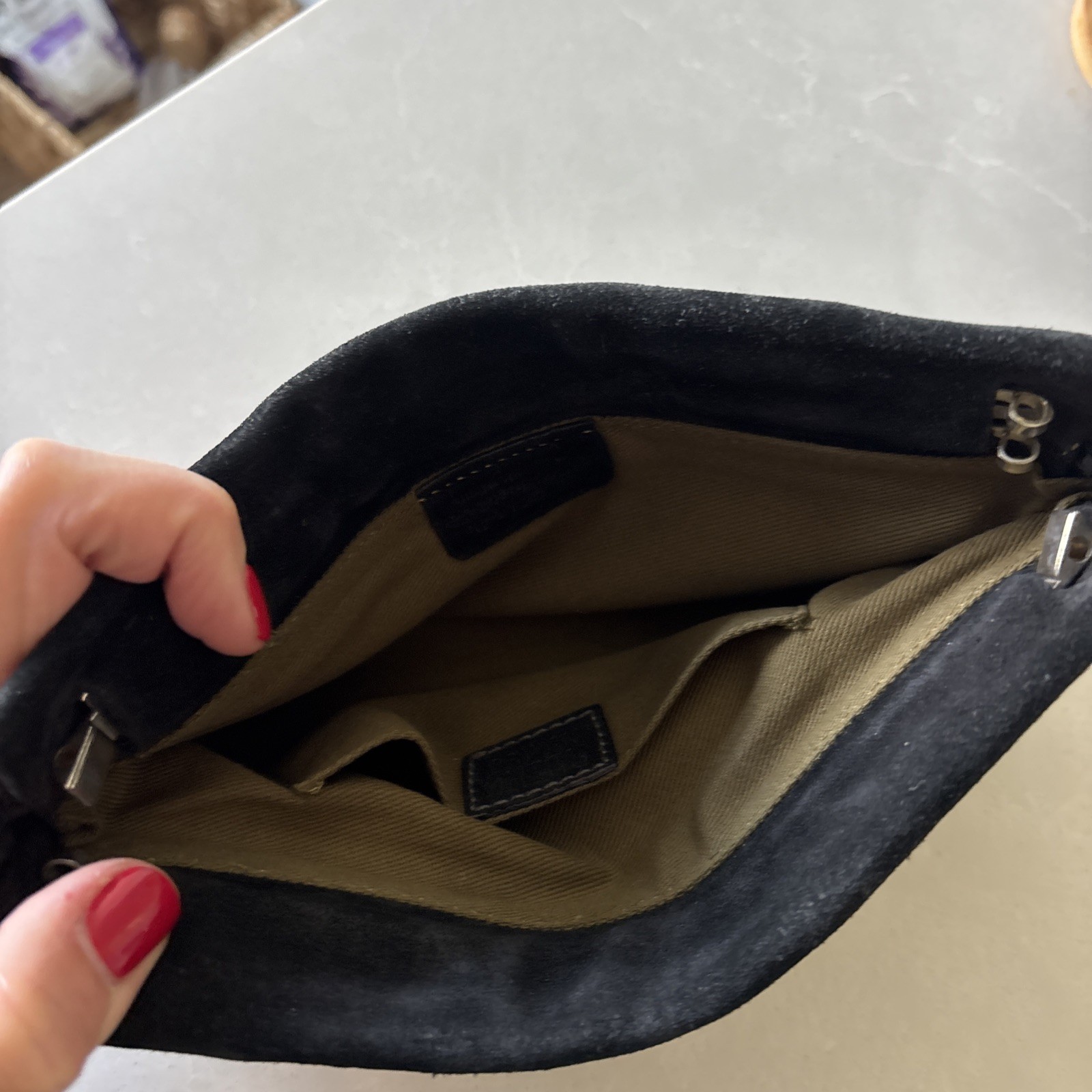 Ruehl No. 925 Black Suede Leather Folding Clutch