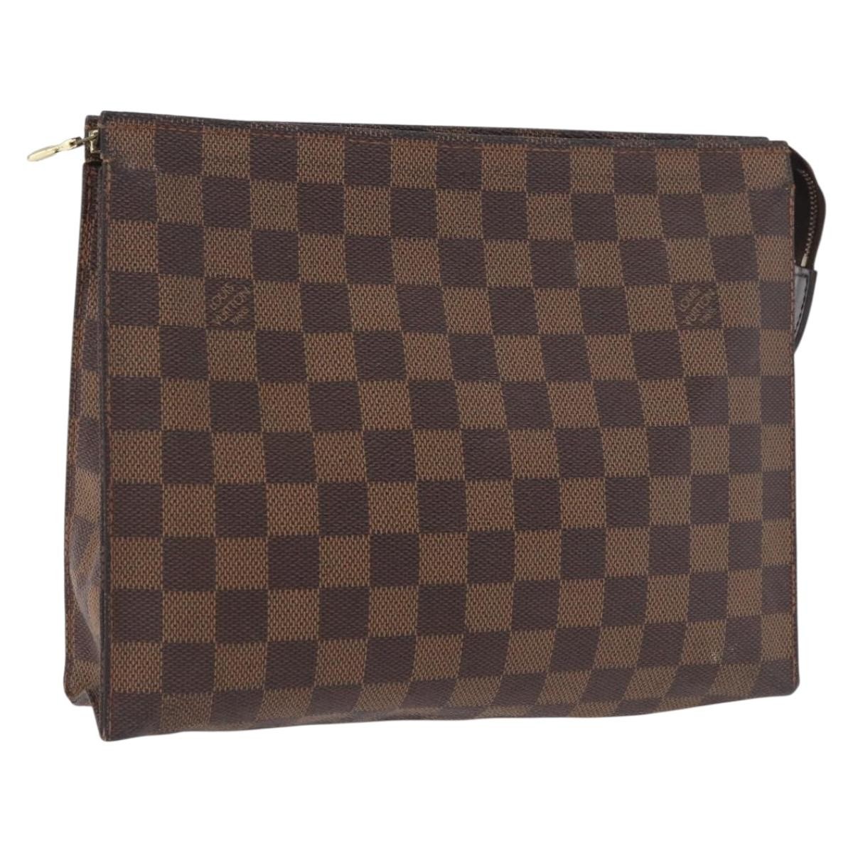 LOUIS VUITTON Damier Ebene Poche Toilette 26 Pouch N47543 LV Auth 98899