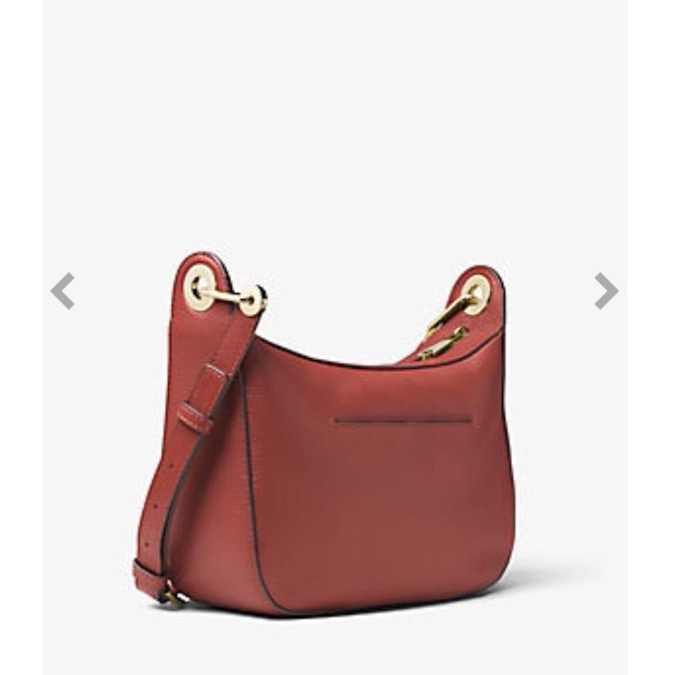 Michael Michael Kors Raven Medium Messenger Crossbody Leather Bag Brick