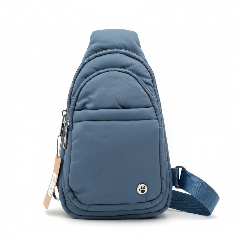 Bearpaw Dome Sling Crossbody Bag Blue Sherpa Fleece Adjustable NWT