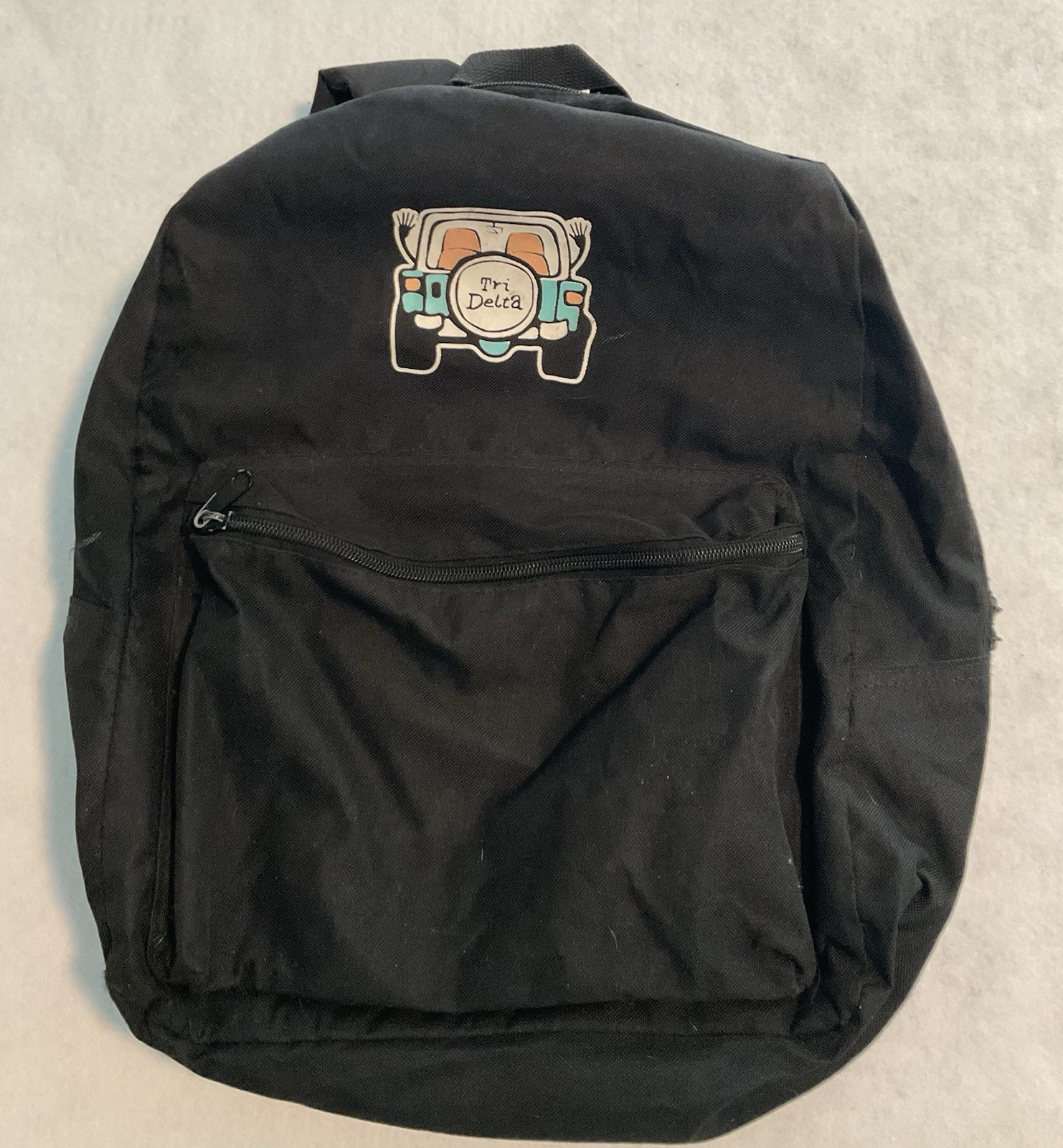 DELTA DELTA DELTA SORORITY Black Backpack Outside Zip Pocket Tri Delta