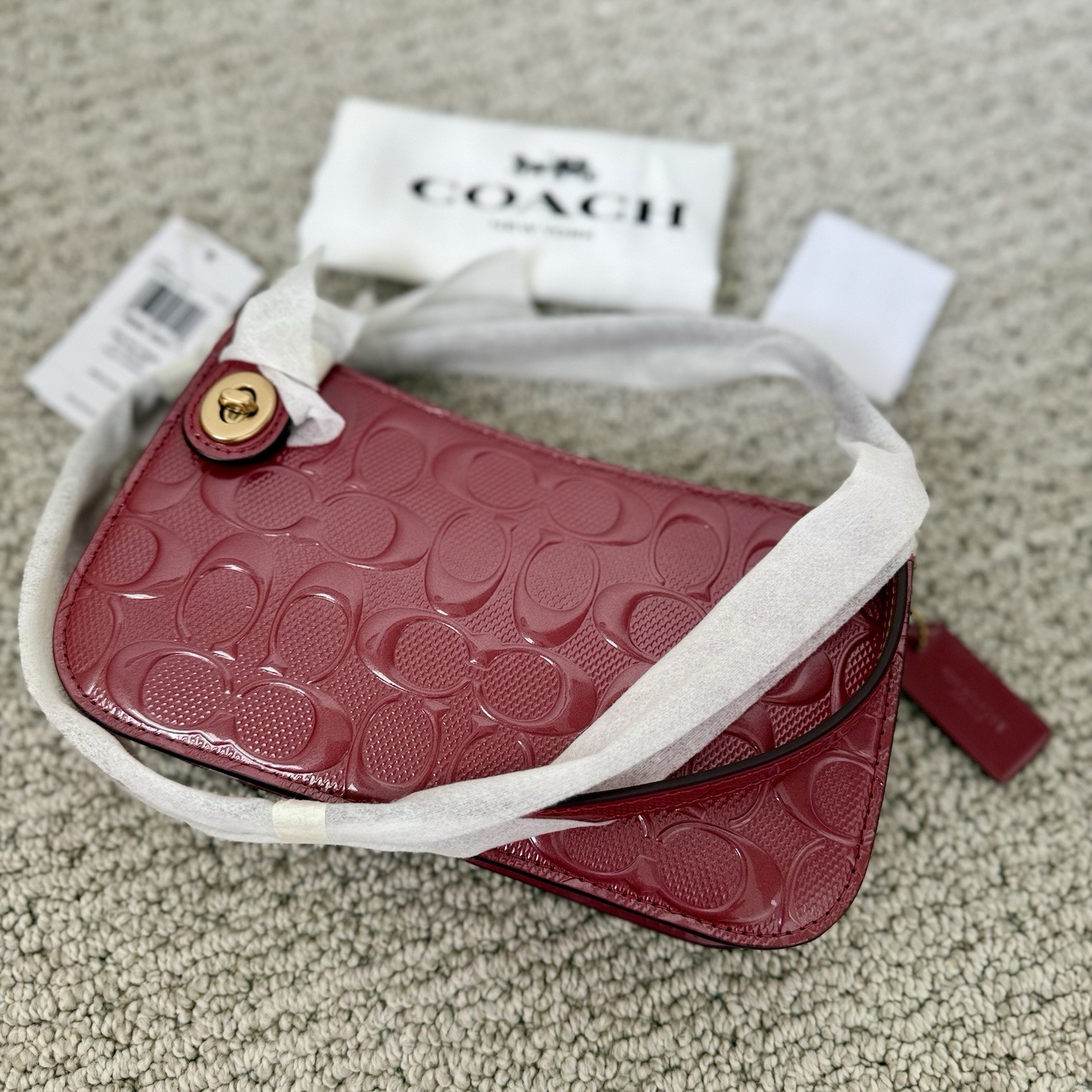 NWT 🌹 COACH Penn Shoulder Bag & Clutch CCC46 Brass/Enamel Red Signature Leather
