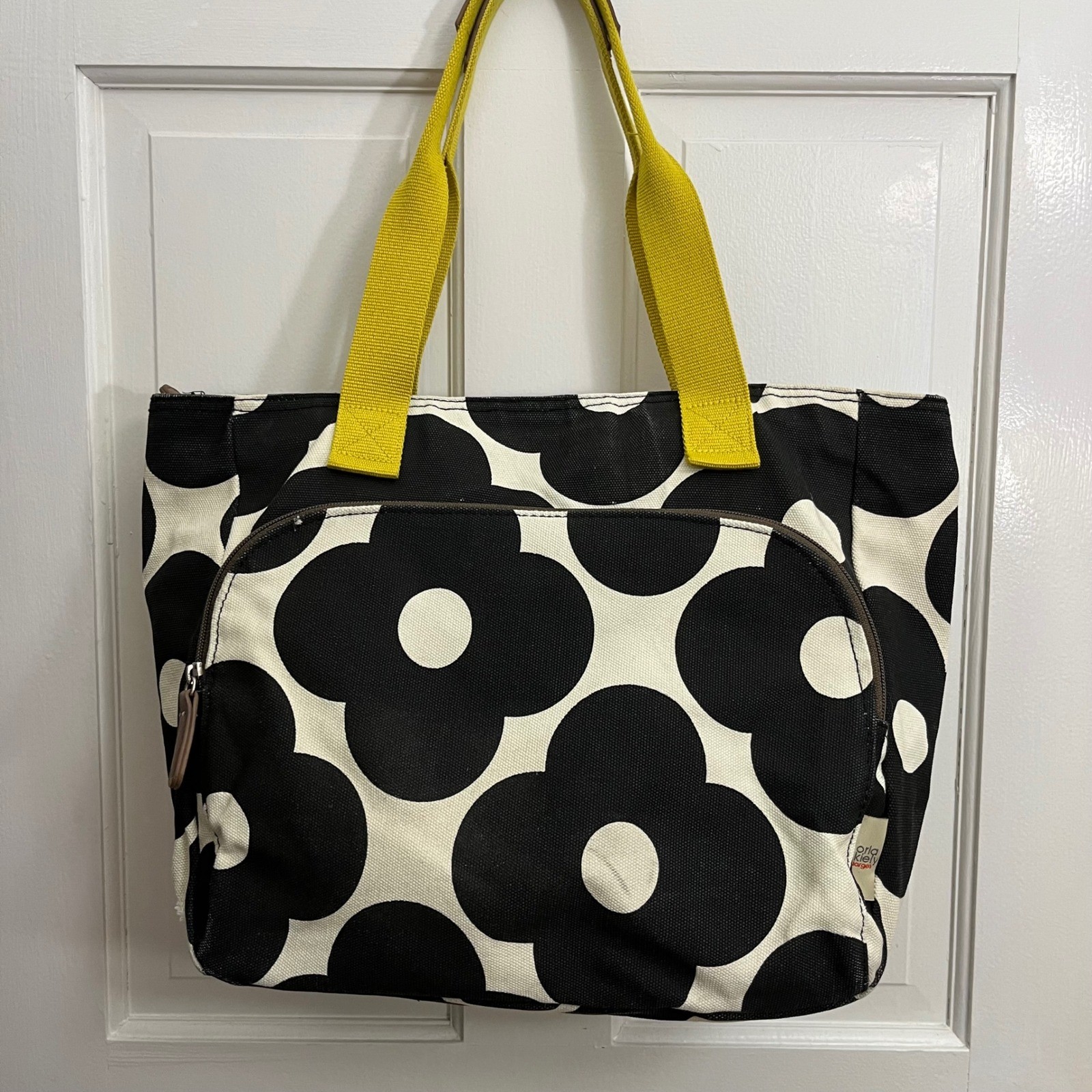 Orla Kiely X Target Tote Bag Heavy Canvas Floral Yellow Handles Mod Retro Boho