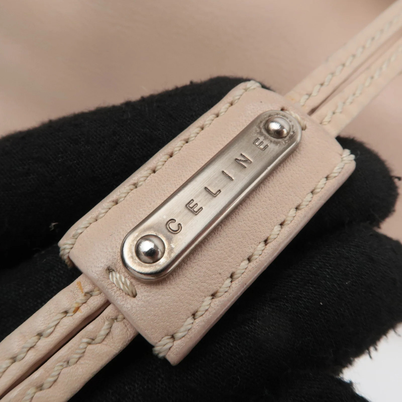 CELINE Bittersweet Leather Shoulder Bag Pink Beige Authentic