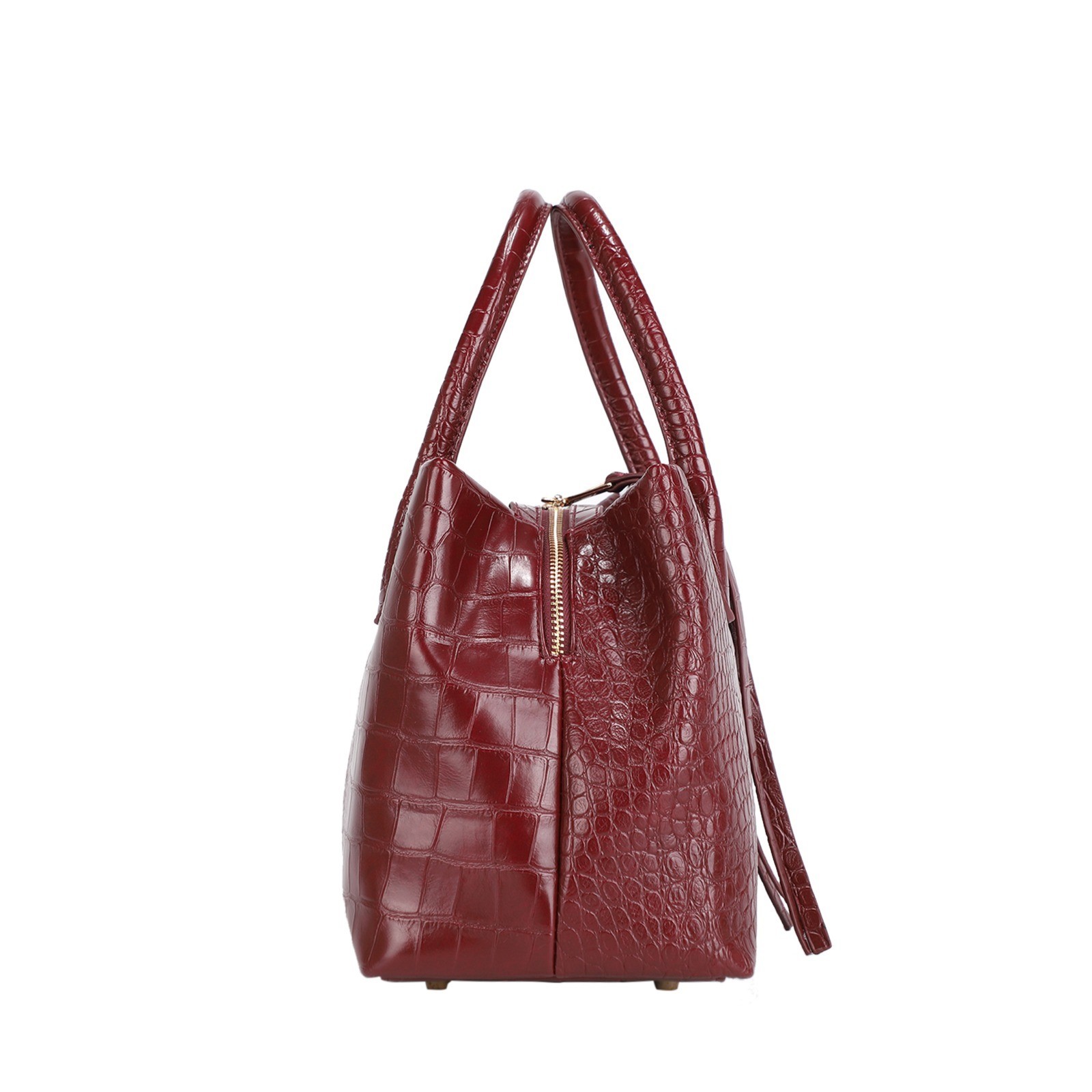 Croc-Embossed Tote Bag with Adjustable Strap, Available In Black And Brown