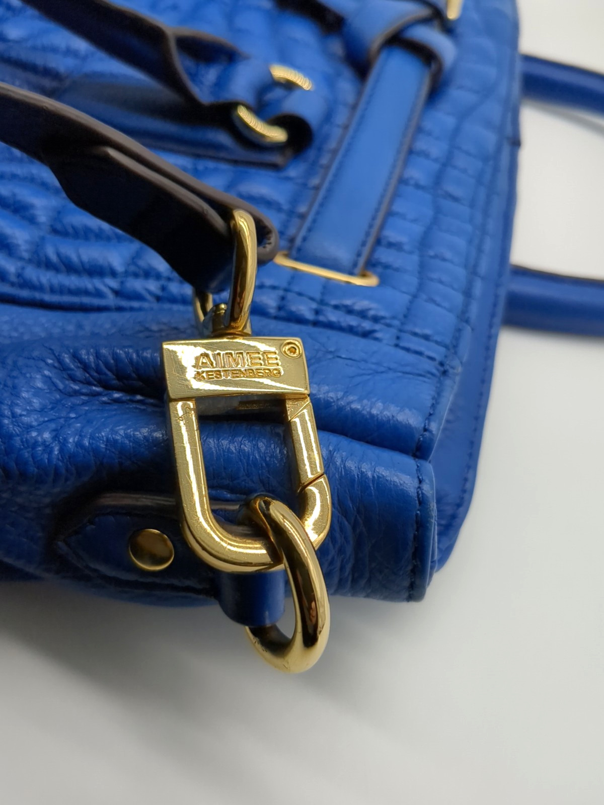 Aimee Kestenberg Dani Quilted Blue Leather Satchel Shoulder Bag