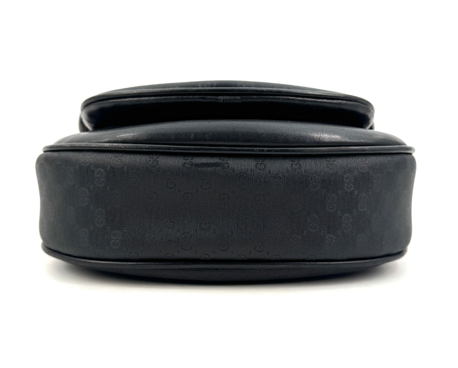Vintage GUCCI Shoulder Bag Micro GG Turnlock PVC Leather Black Purse Authentic