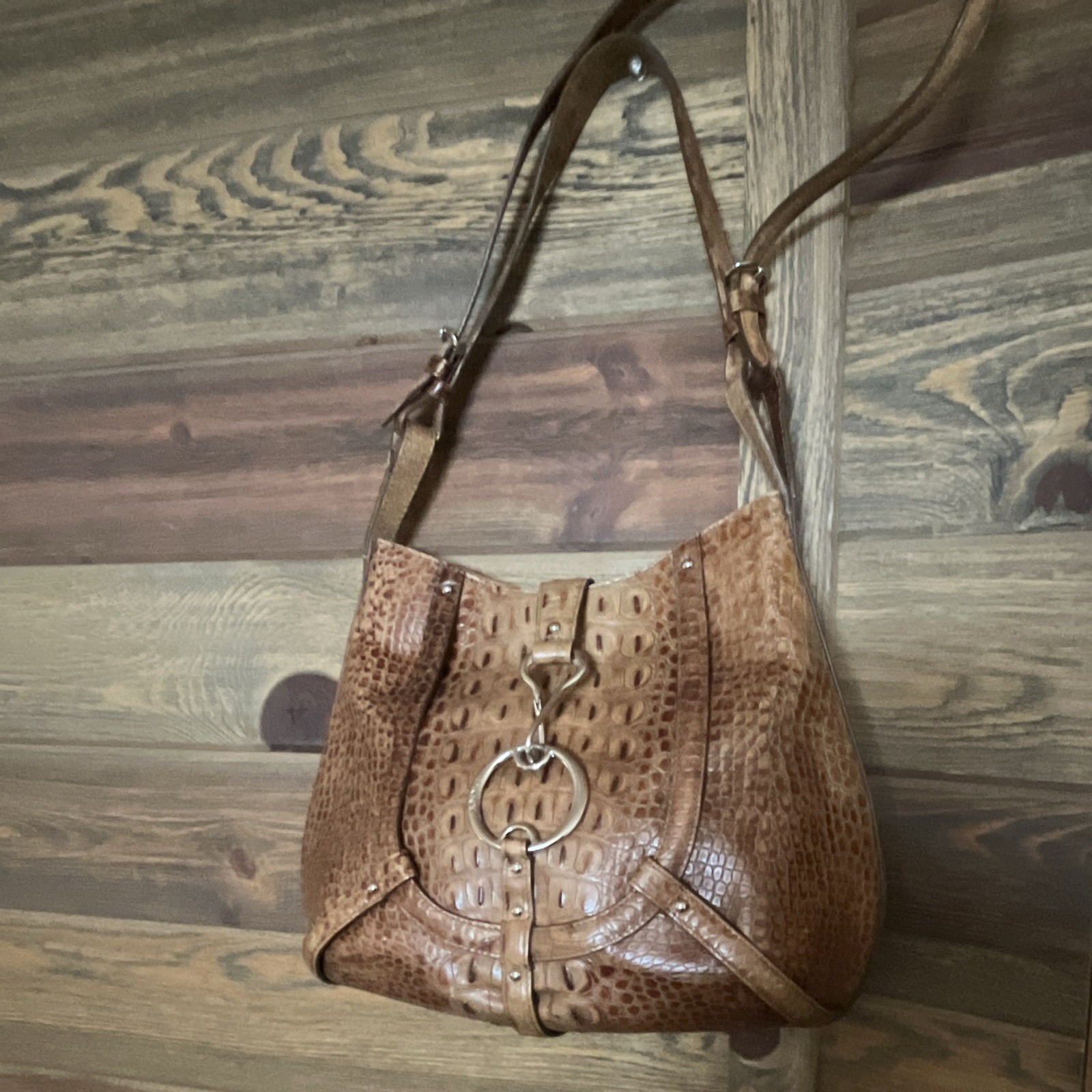 Vintage DKNY Brown Leather Crossbody Bag Y2K Shoulder Purse Pocketbook
