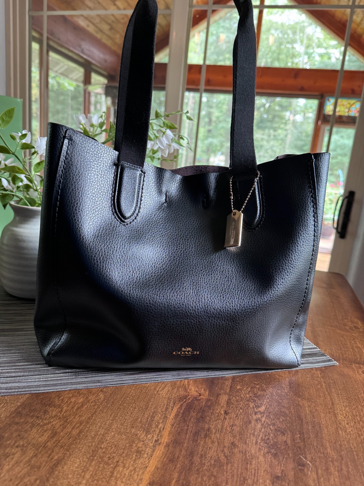 Coach Derby Tote Black Pebble Leather Shoulder Bag 58660