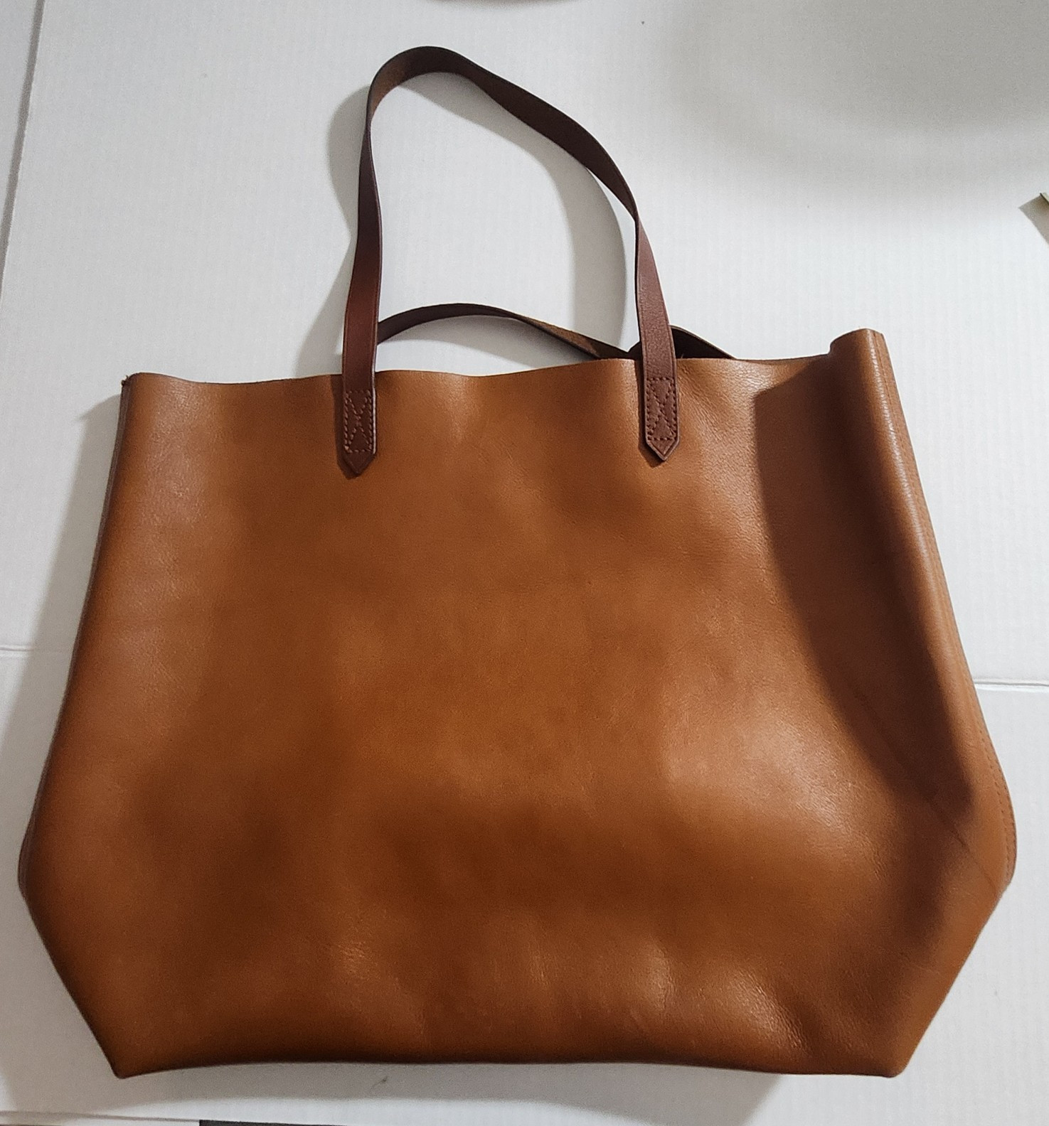 Madewell Brown Large Tote Bag Pebbled Gold Hardware Zip Closure Inner Pockets