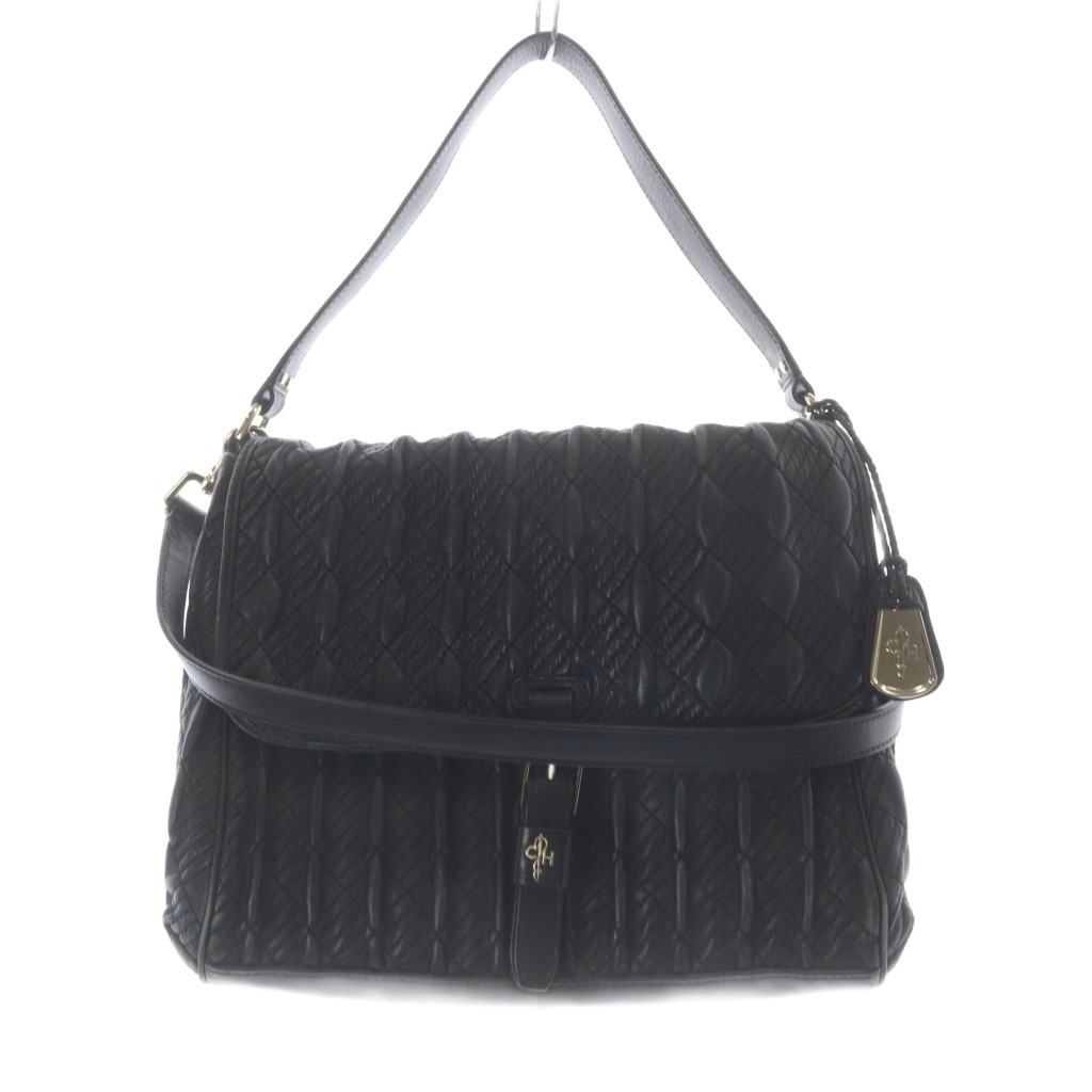 Cole Haan Leather Shoulder Bag Black 23cm/9in Vintage Condition B