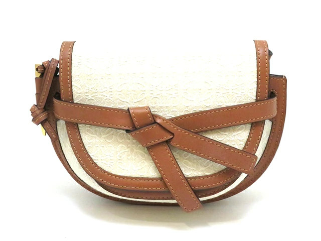 LOEWE Anagram Gate Dual Mini A650N46X10 Shoulder Bag Leather / Canvas #DB471