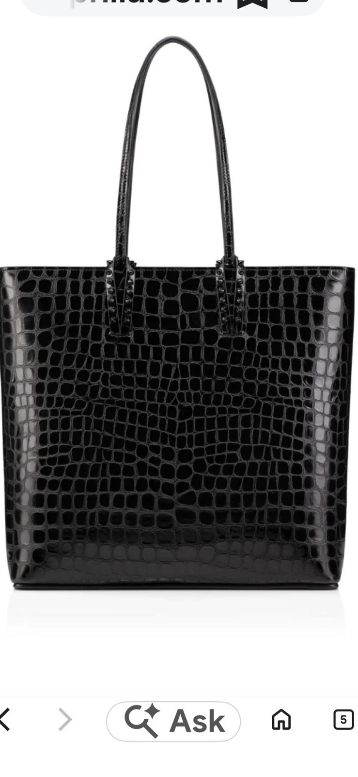 Christian Louboutin Large Cabata Tote In Black Embossed Patent Croc Leather