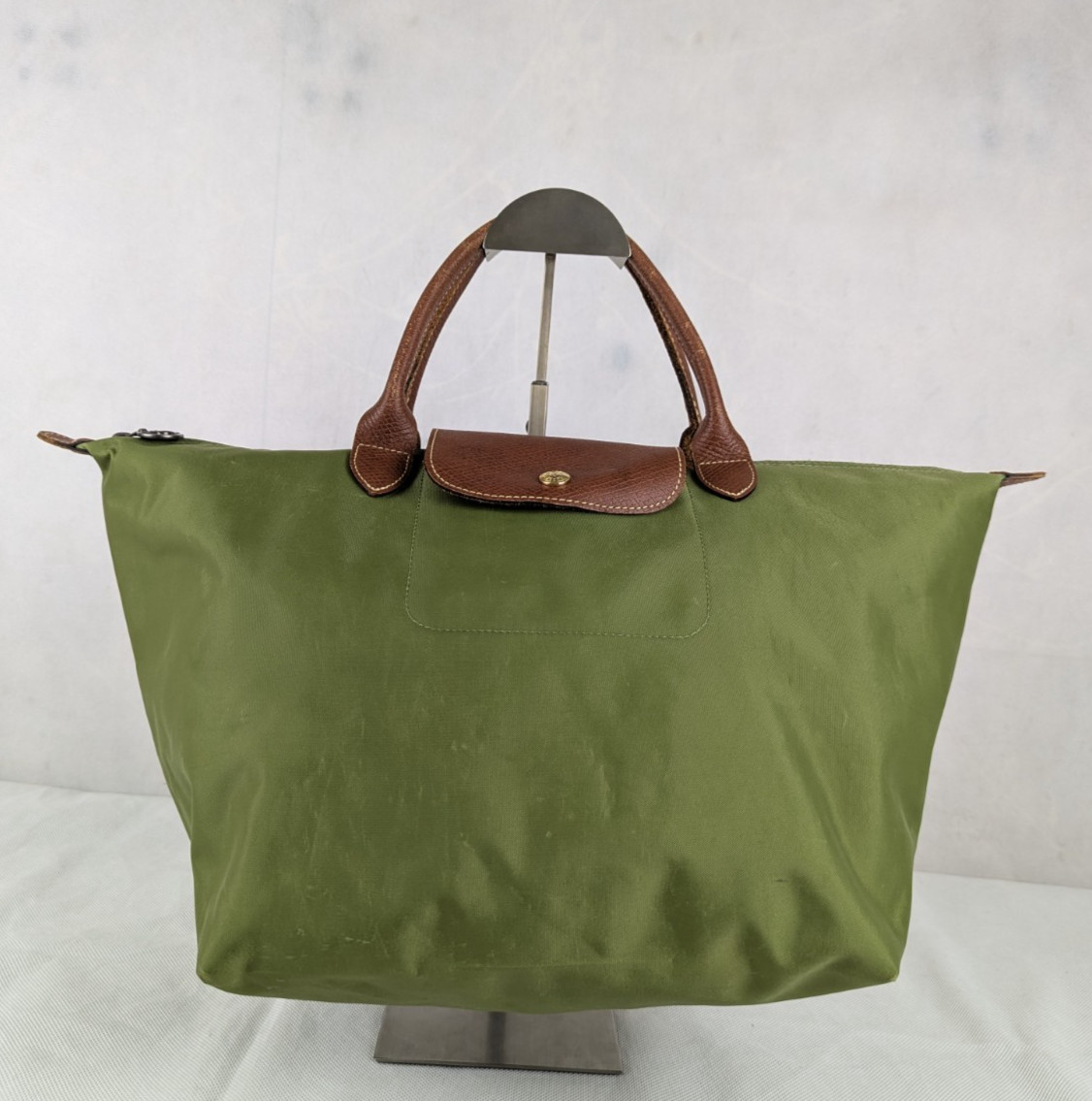 Used Authentic Longchamp Le Pliage Green Bag Nylon Tote – Classic Designer Purse