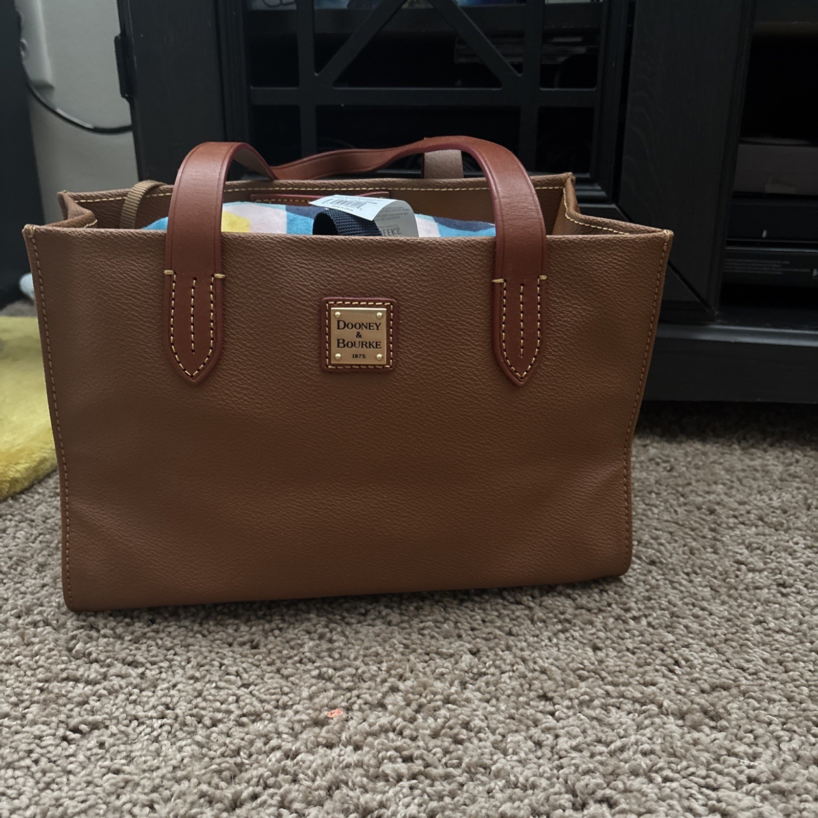 Dooney & Bourke Eva Shopper Coated 2 Handle Tote Pebble Leather