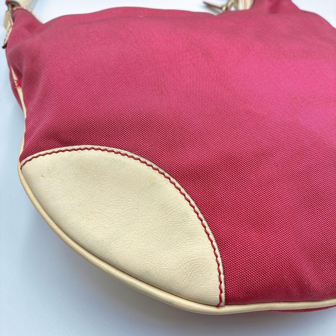 GUCCI One Shoulder Bag Nylon Leather Marine Vintage Authentic From Japan