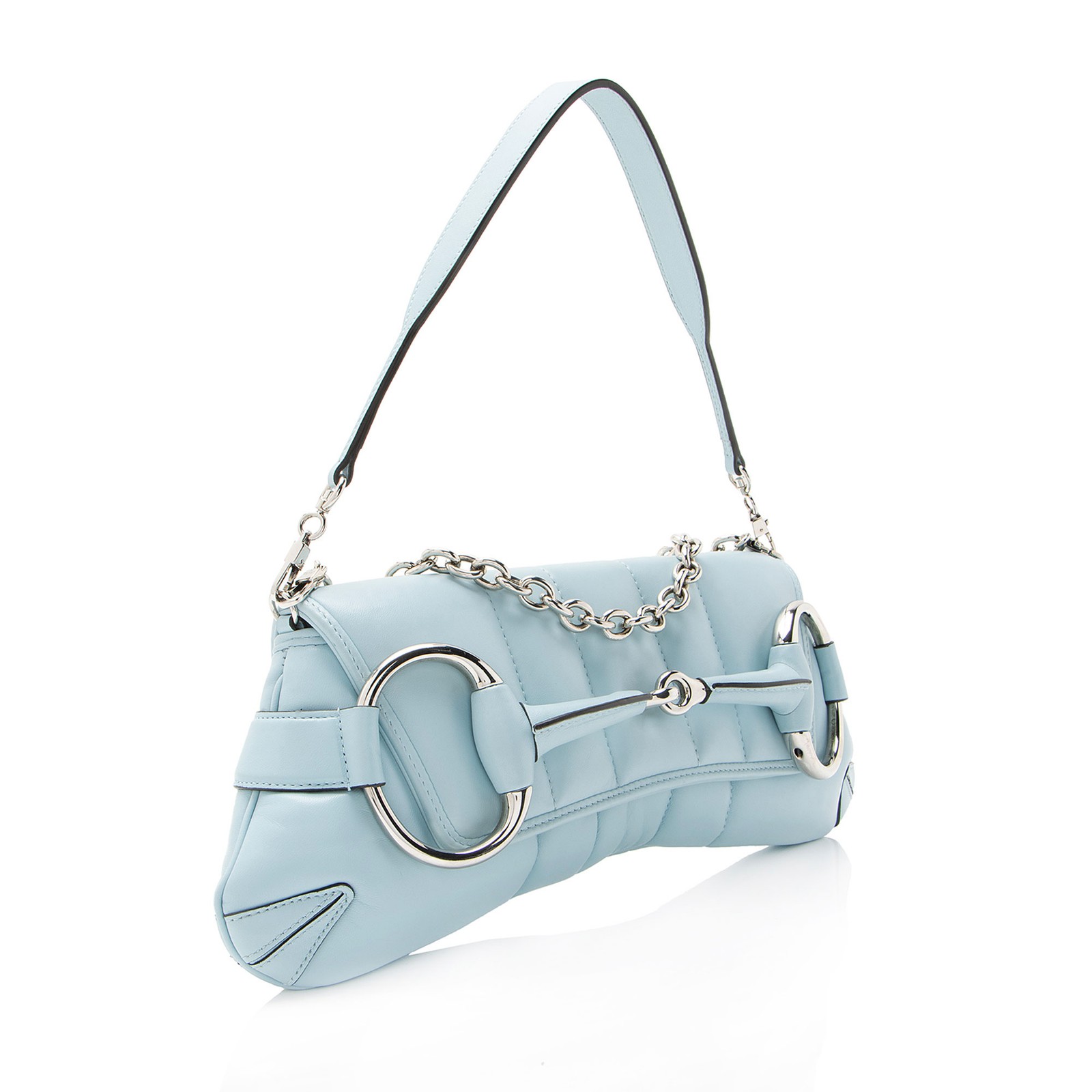 Gucci Calfskin Horsebit Chain Medium Shoulder Bag