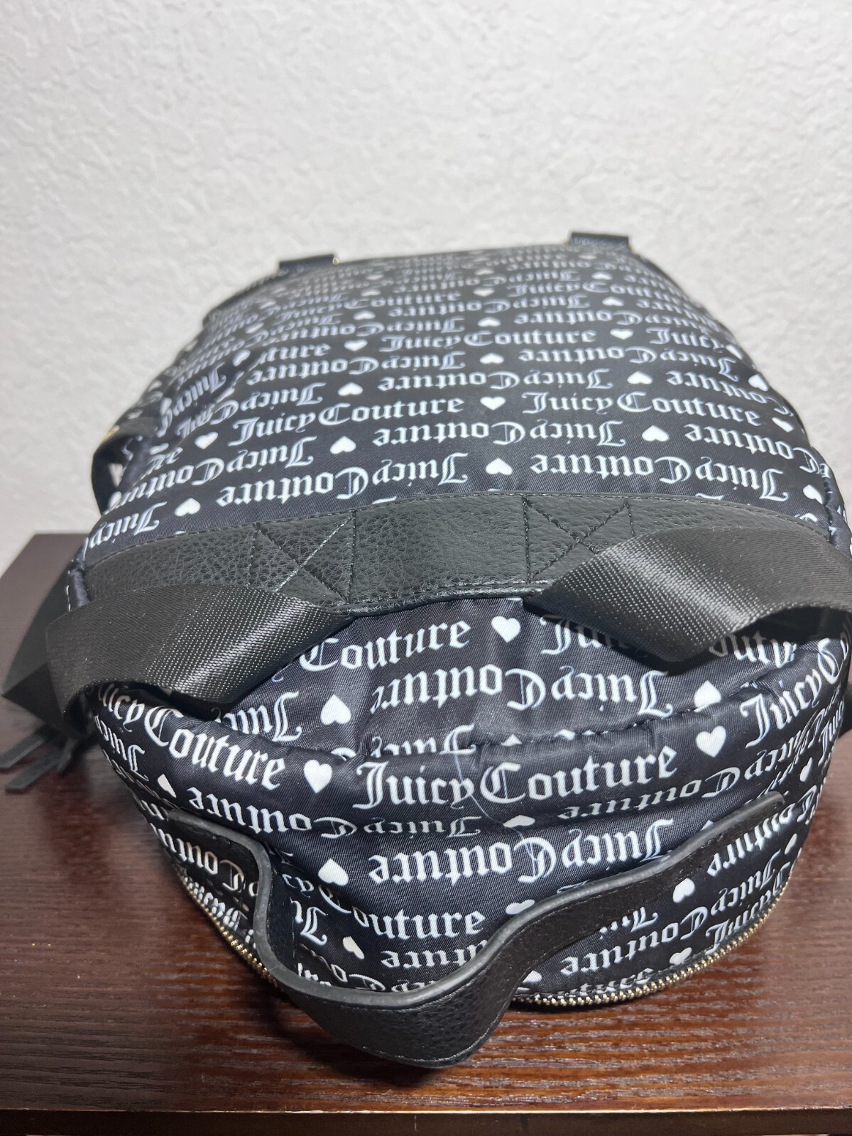 Juicy Couture Black Nylon Eco Friendly Medium Backpack Black Multi Logo
