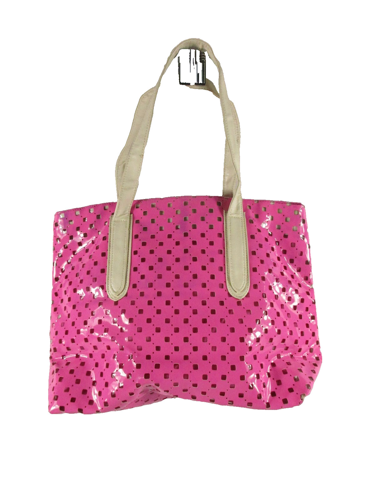 Unbranded Womens Polka Dots Tote Bags Double Strap Pockets One Size Pink