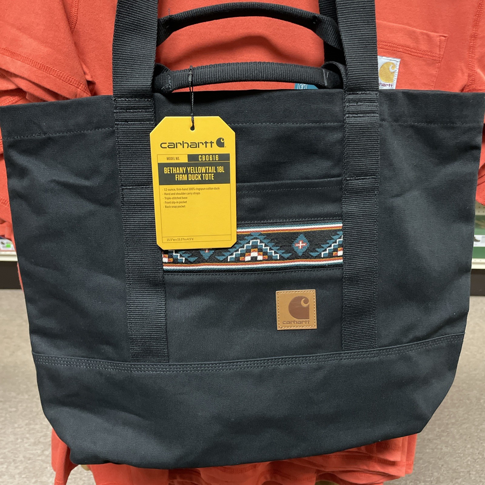 Carhartt Bethany Yellowtail 18 Liter Firm Duck Tote 18L Tote Bag 15.5”x15.5×4.5”