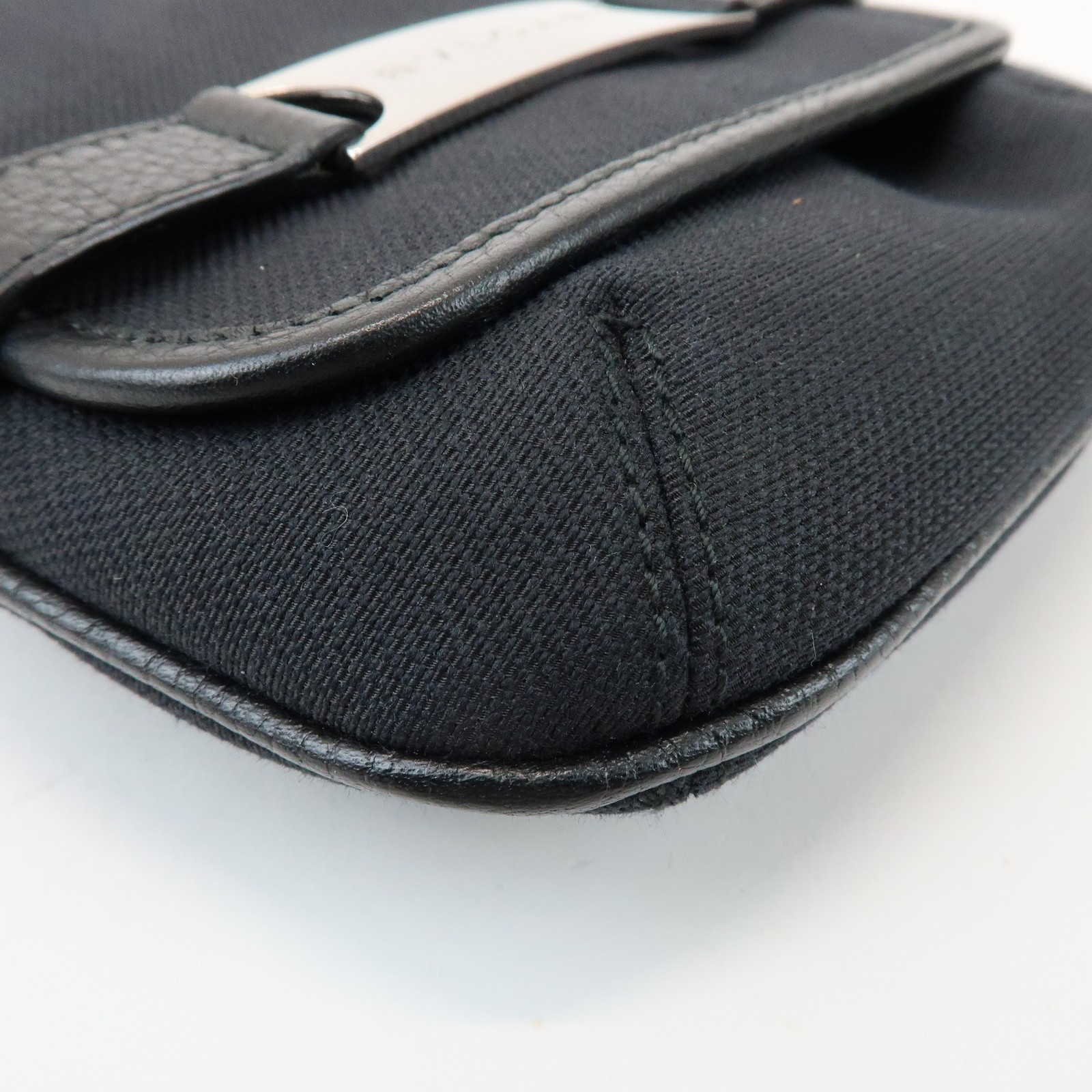 BVLGARI Canvas Leather Shoulder Bag Crossbody Bag Black Authentic Used F/S