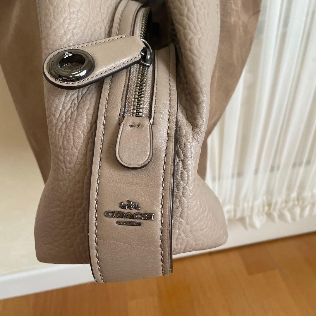 Excellent Condition COACH Shoulder Bag Edie Gray Beige Leather Suede from JAPAN