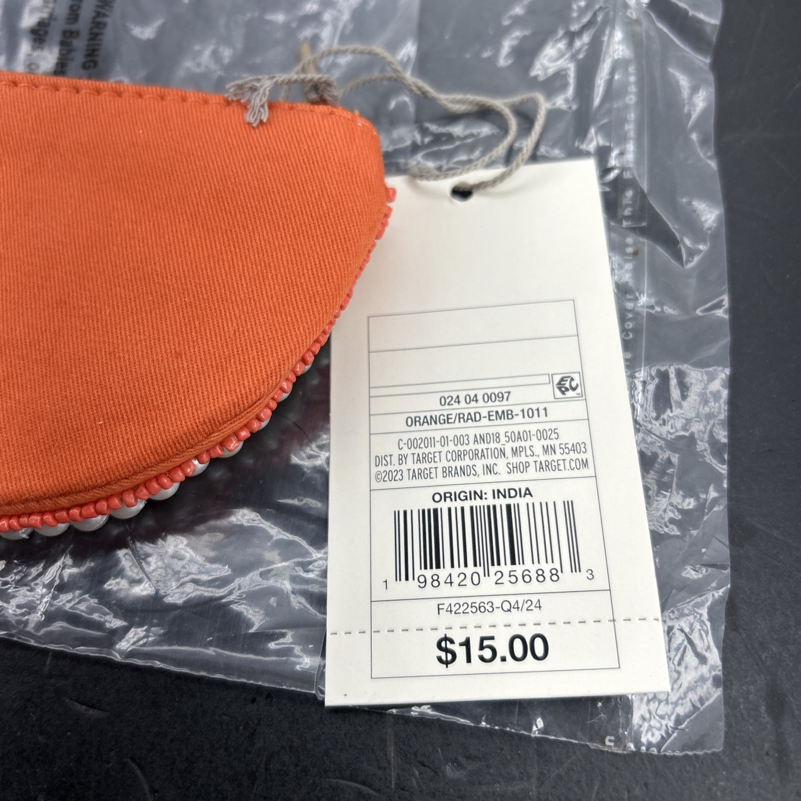 A New Day Beaded Change Purse Orange RAD-EMB-1011