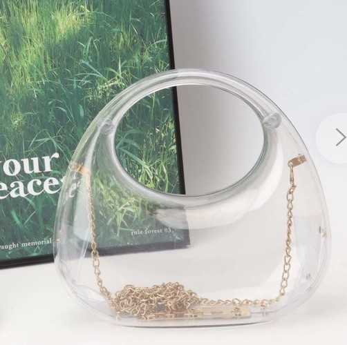 Designer Inspo Moon Clear Crescent Acrylic Bag Clutch Purse Small Gold