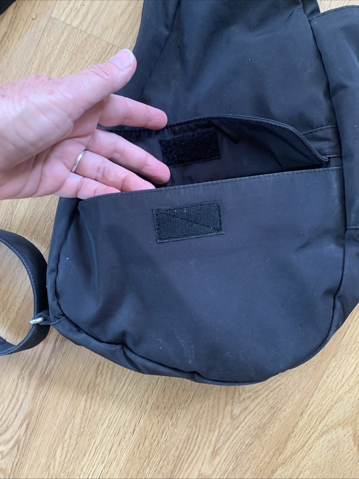AmeriBag Small Healthy Back Bag Sling Black Nylon Made USA 17x9x6