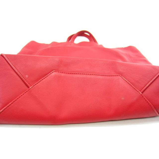 Celine Horizontal Cabas Red Leather Tote Bag Large Shoulder Bag w/Dust Bag Good