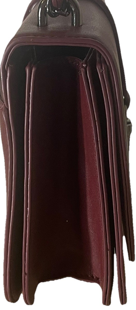 Steve Madden Burgundy Faux Leather Chain Strap Crossbody Shoulder Bag