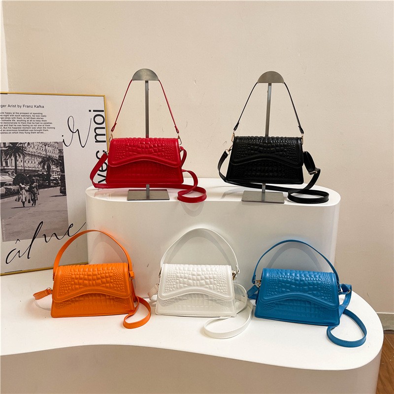 Crocodile Pattern PU Square Bag, Embossed, Hard, Multiple Colors, Stylish Access