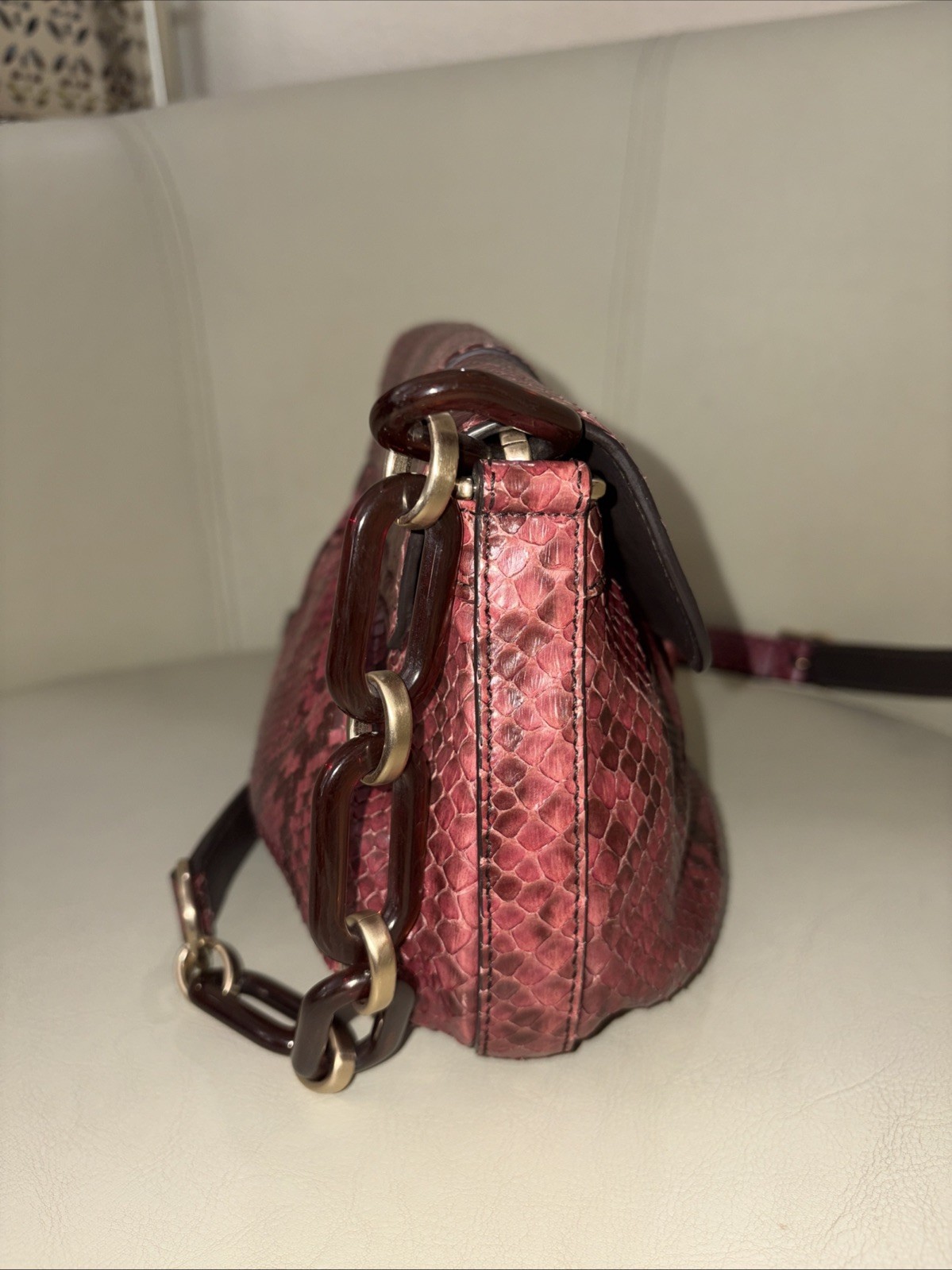 Bally Phyton Leather Adjustable Xbody Bag Used L 10.5″H6.7″W-1″