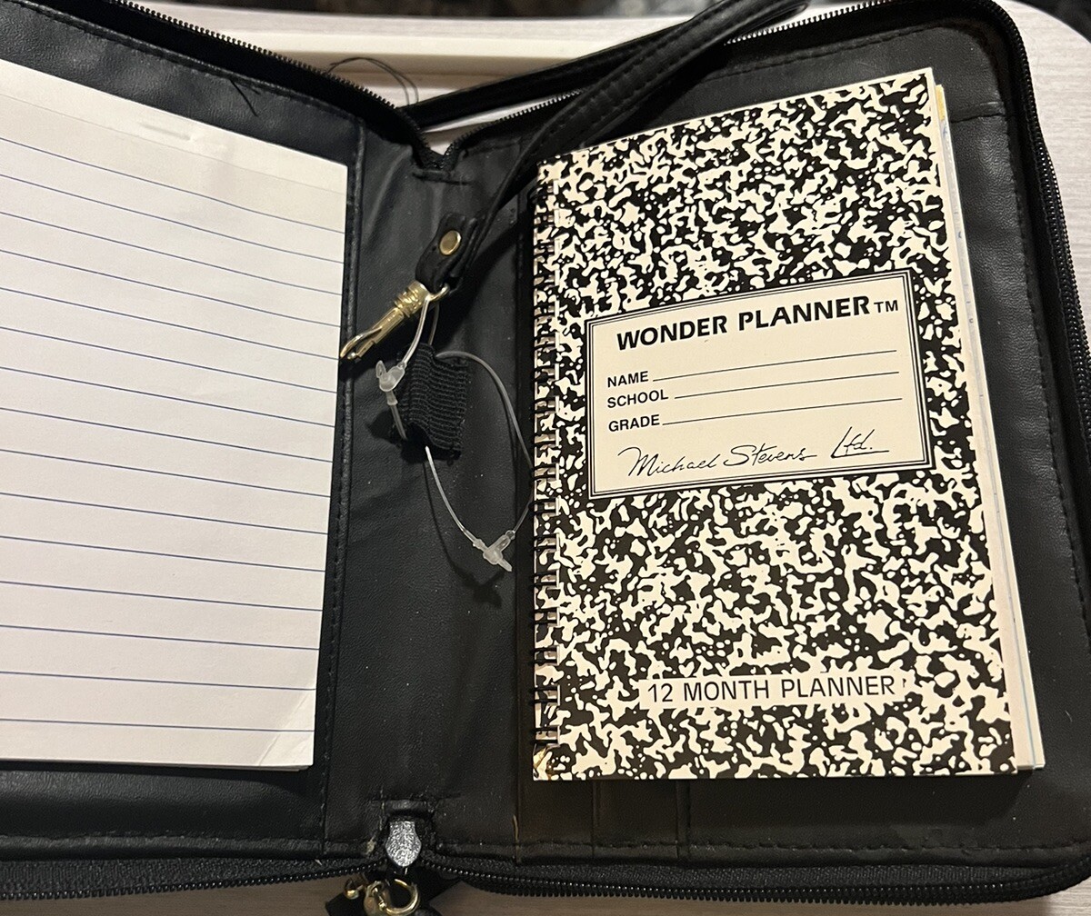 Vintage Michael Stevens Purse Womens Black Wonder Planner Crossbody Bag Notetake