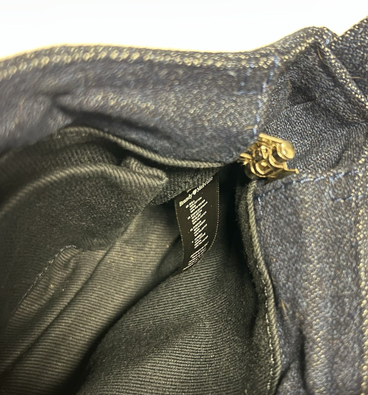 Brandy Melville Dark Blue Denim Small Shoulder Bag Hinged Frame Closure