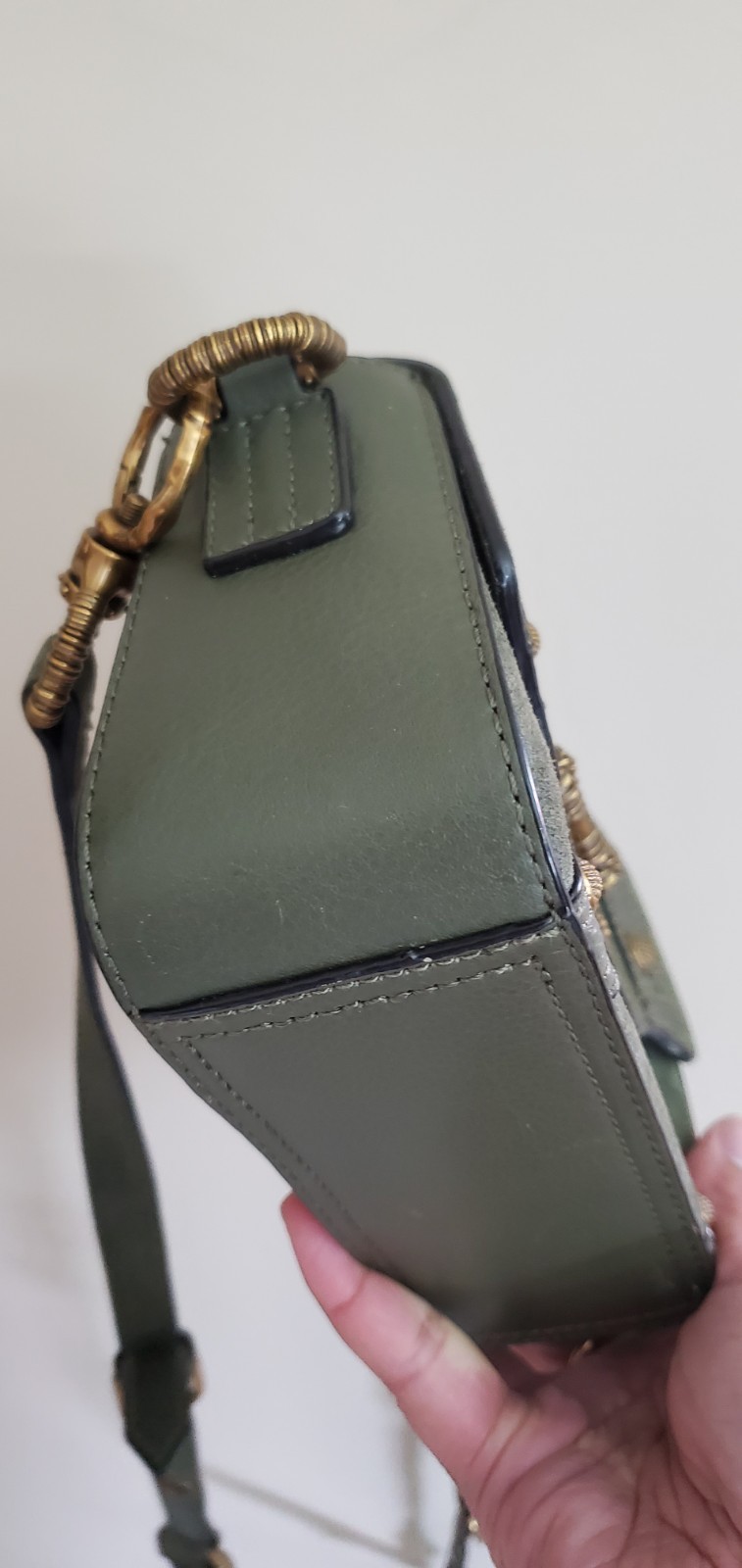 Aje Hutton Suede Green Khaki Bag Leather Cross Body Or Belt Clutch Purse