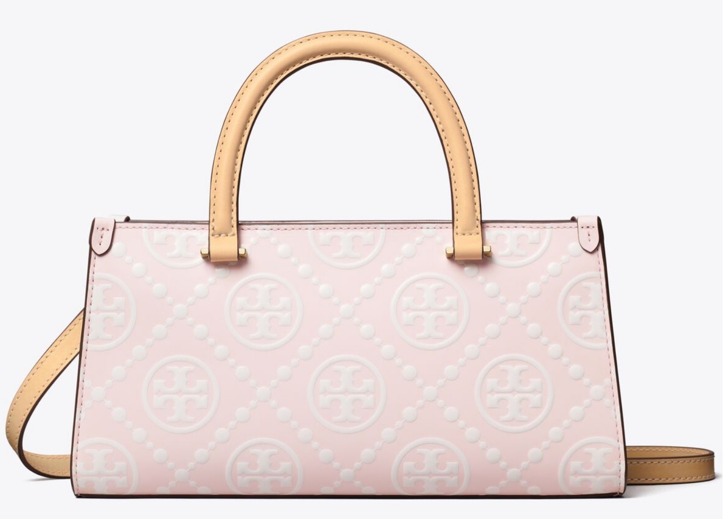 T Monogram Contrast Embossed Small East-west Tote Pink