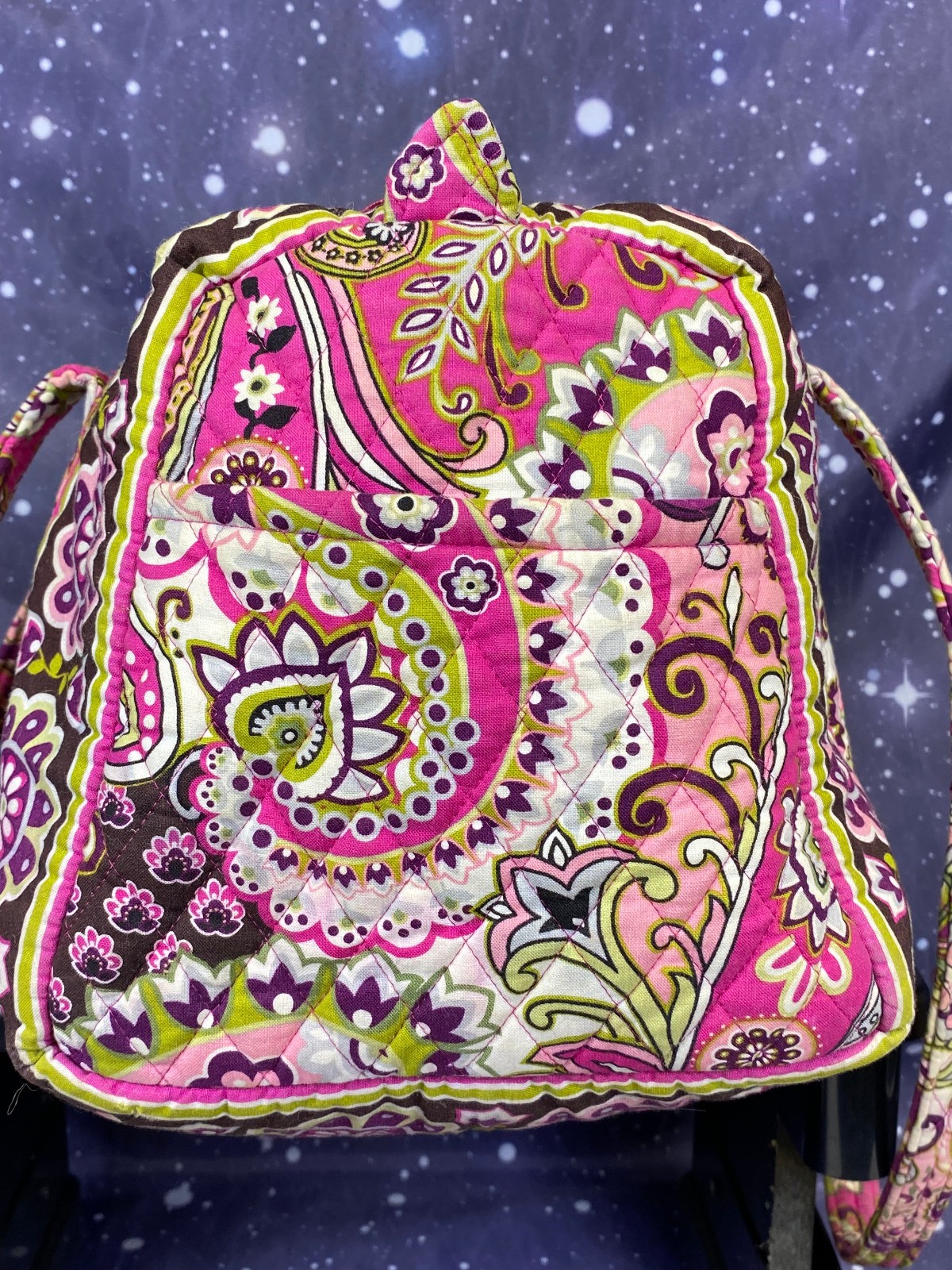 Vera Bradley Duffel Bag Very Berry Paisley Pattern Shoulder Straps with ID Tag