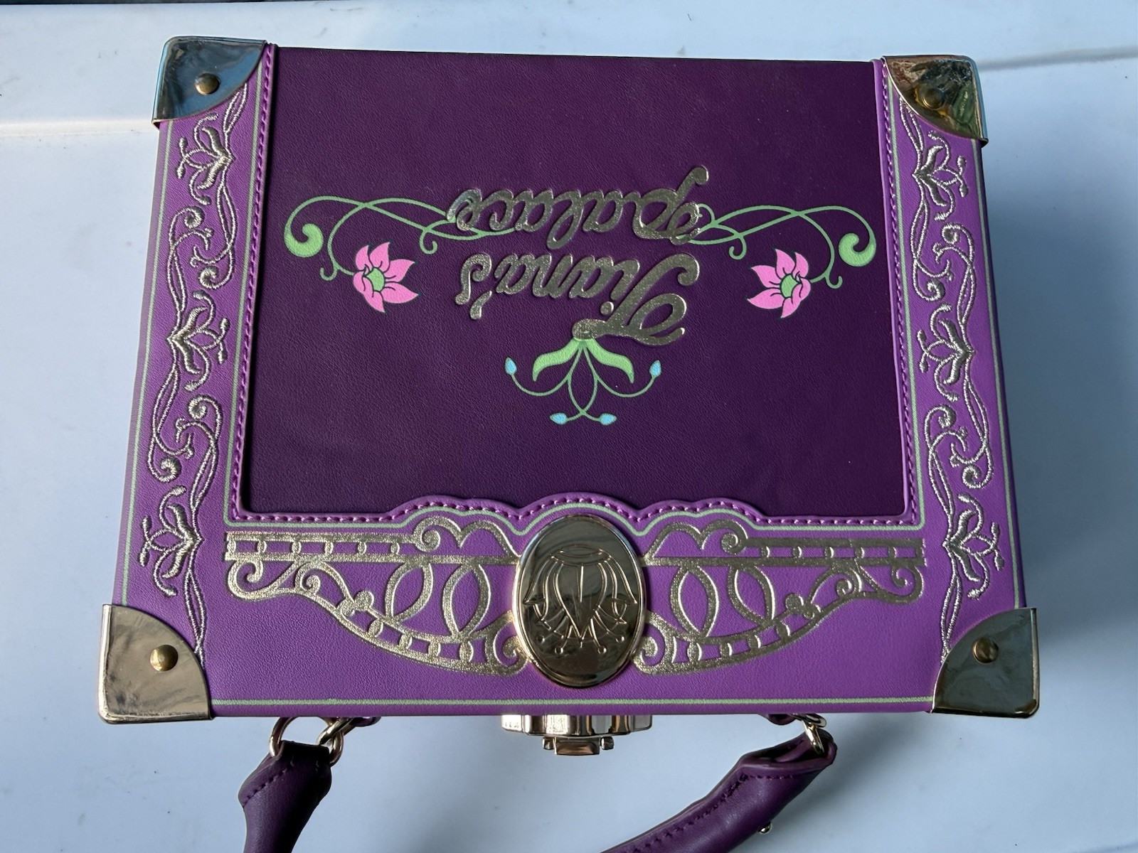 Disney Rapunzel Princess Purple Small Crossbody Trunk Bag Latch Detachable Strap