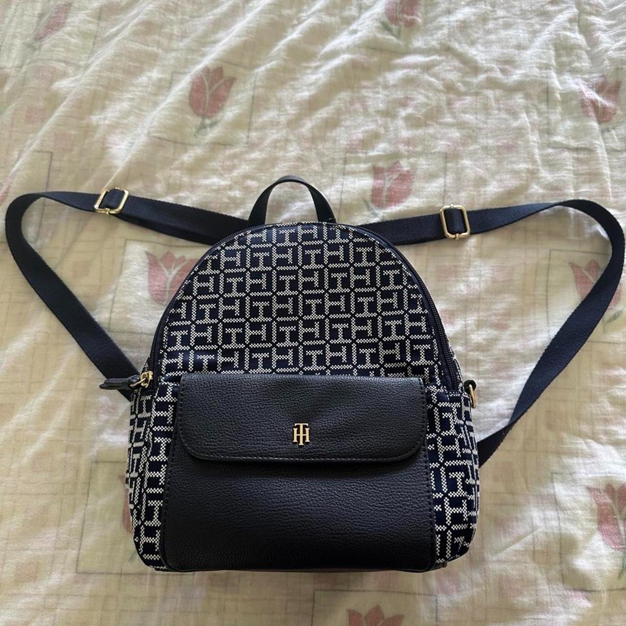 Tommy Hilfiger Navy TH Monogram Navy Blue Mini Backpack Excellent Condition