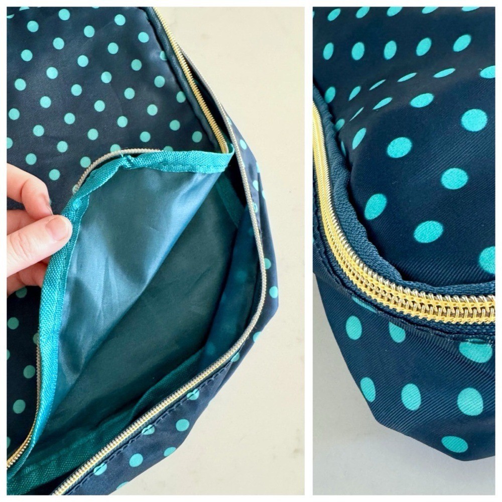 Issac Mizrahi Navy & Teal Blue Polka Dot Packing Cube, Gold Zipper Hardware