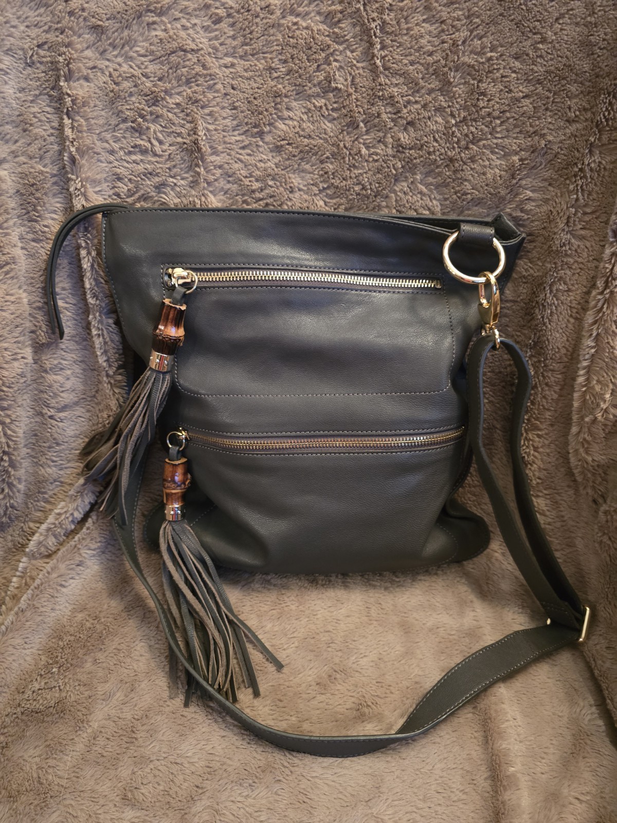 NWT Vintage Designer SORIAL Chrissy Crossbody In Steel Gray As Seen On RHWONY