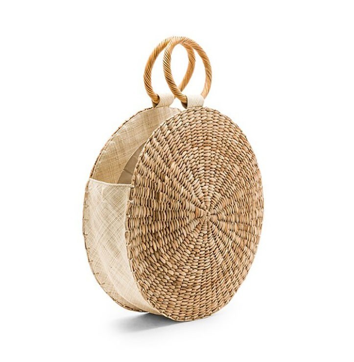 NWOT ARANAZ Circolo 15″ Round Straw Tote Bag in Natural Women 15″W x 15″H x 4″D