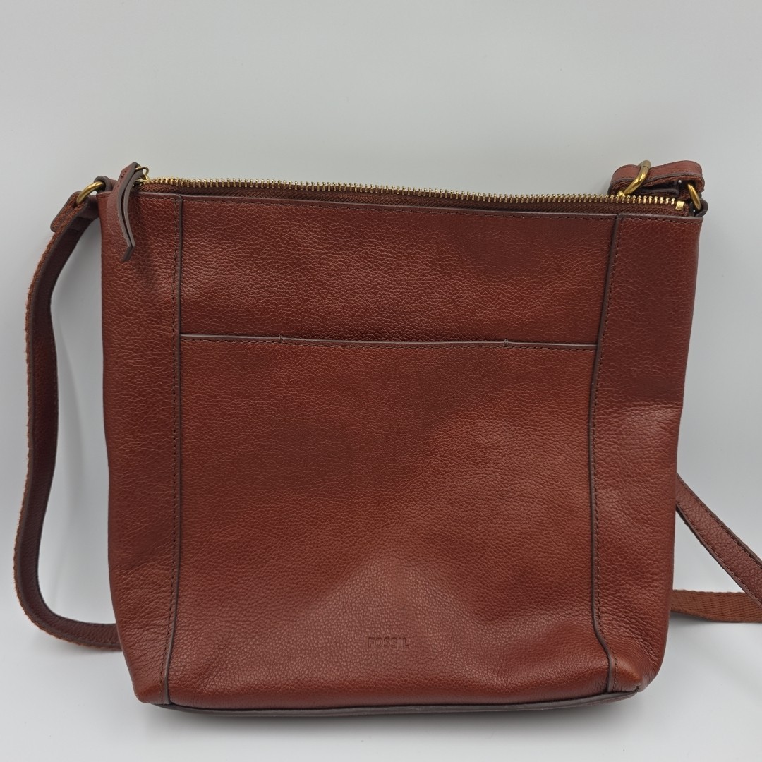 Fossil Tara Crossbody Brown Leather Handbag ZB7851 W/Key In EUC