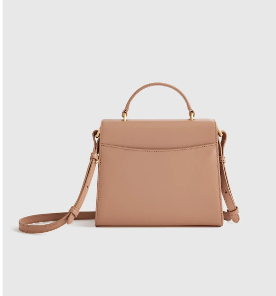NWT QUINCE ITALIAN LEATHER TOP HANDLE CROSSBODY SATCHEL HANDBAG CAPPUCCINO $119