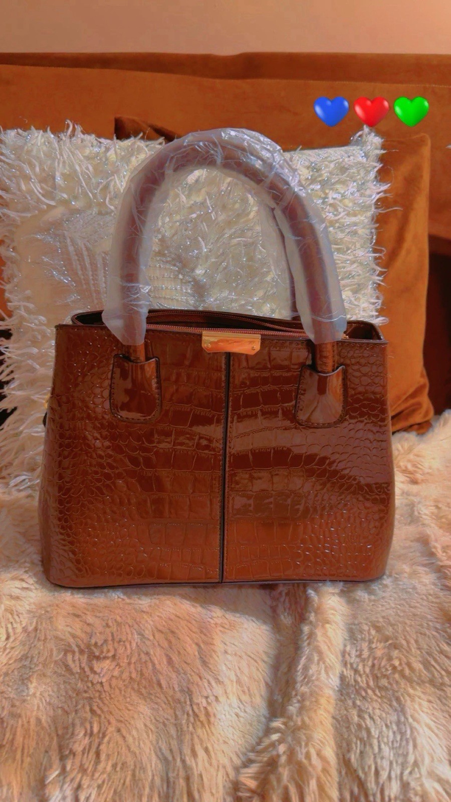 Women’s Lot of 6 Small Top Handle Bags Multicolor Croc Embossed Gold HW