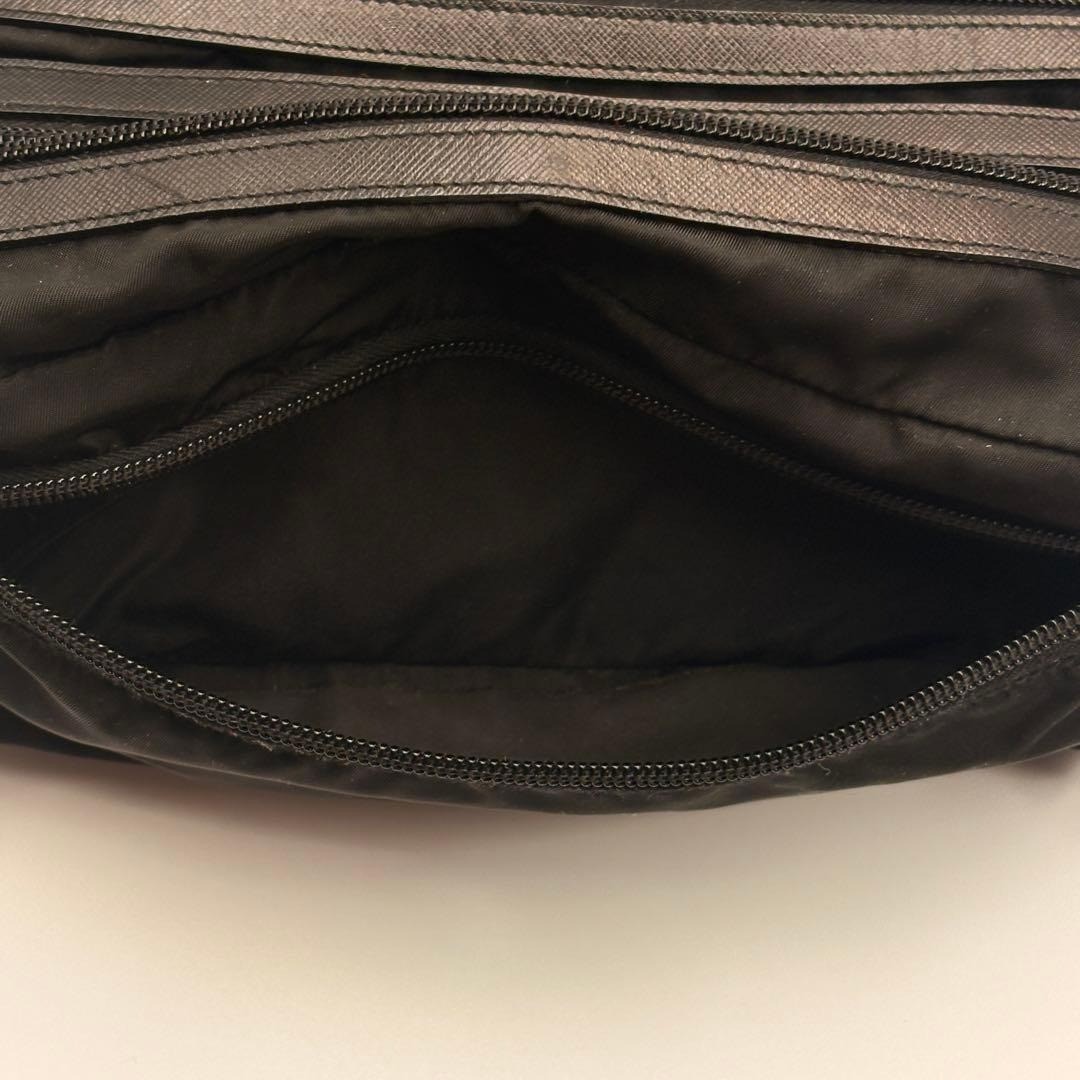 Prada Black Tessuto Nylon Saffiano Double Zip Necessaire Dopp Toiletry Bag Trave