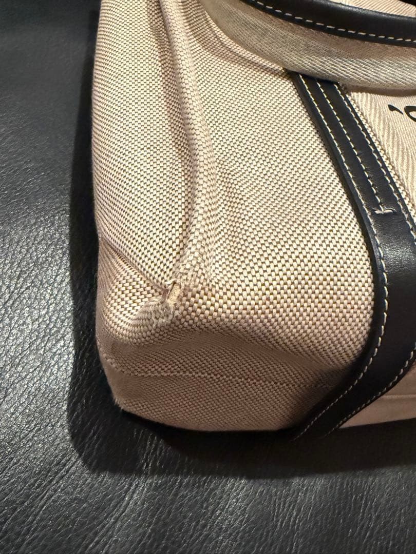 Authentic Chloe Medium Woody Tote Bag Shoulder Bag Beige Canvas From Japan