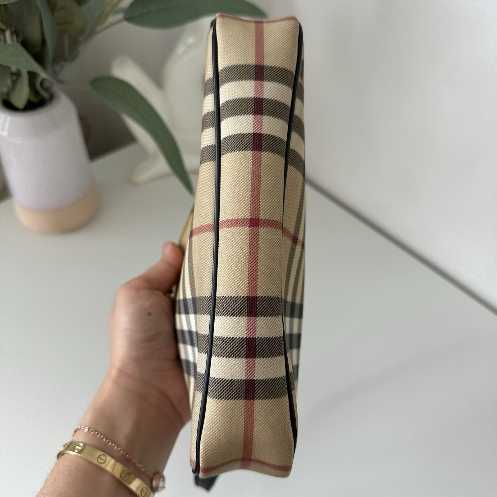 VINTAGE Burberry Bag Beige Nova Check Handbag Y2k 90s Pouchette Pochette RARE