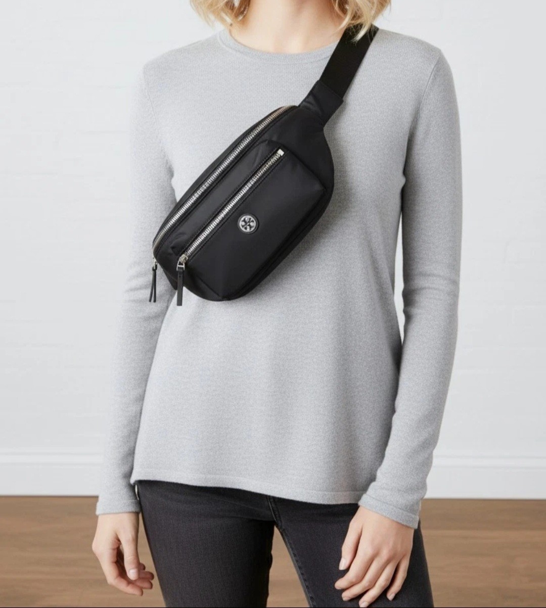 🔥$265🔥 Tory Burch Black Nylon Belt Bag Sling Fanny Pack *170436*